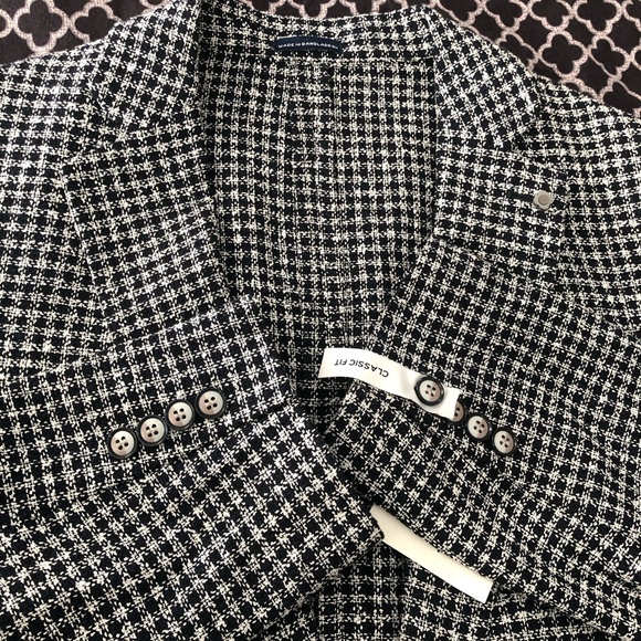 Stafford Blazer Mens 46S CheckerBlue White Classic Fit Sport Coat Jacket AA3